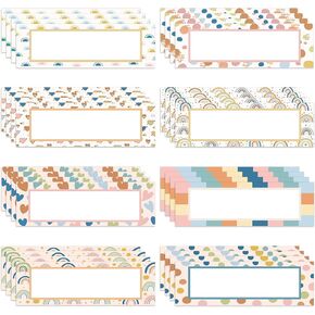 Whaline 48 Pack Boho Rainbow Magnetic Dry Erase Labels Cute 8 Colors Reusable Name Tag Magnets Flexible Magnetic Accents DIY Classroom Learning Tool for Whiteboards Locker Fridge School Office Home