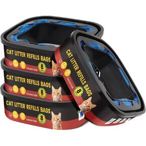4 Pack Litter Refill Boxes, Odor Resistant Litter Bags for Standard and Enhanced Litter Refill Boxes,Blue