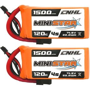 CNHL 1500mAh 4S Lipo Battery 120C 14.8V Lipo Battery with XT60 Plug for FPV Racing RC Quadcopter Helicopter Airplane (2 Packs)