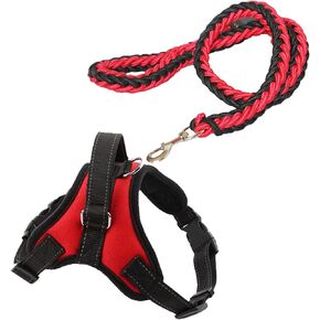 No Pull Medium/Small Dog Harness and Lead Set Puppy Harness Adjustable Soft Breathable with 130cm Dog Leash for Outdoor Walking Training (Small)