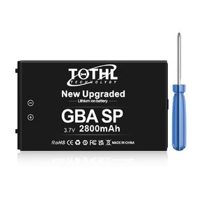 TQTHL 2-Packs GBA SP Battery, Upgraded (2800mAh) Ultra High Capacity Rechargeable Lithium-ion Battery Replacement for GBA SP, AGS-001, SAM-003 with Tool Pack Kit (2)