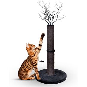 Black Cat Scratching Post - 37 "Cat Cat Pradcing Post يتميز بالسيزال المتين ، وتصميم الأشجار العصبي ولعب ألعاب القوط القوطية للقطط الداخلية