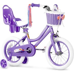 Glaf Toddler Bike 3-5 12 14 16 20 Inch Girls Bike Training Wheels and Baby Doll Seat for 2-12 Years Old Kids Bike Bicycle with Basket Adjustable Seat