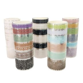 Decoendiy 30Rolls Lace Washi Tape Set,Vintage Multi-Color Lace Hand Tape,Transparent Washi Tape,Bullet Journaling Supplies,for DIY Crafts Vase Decorative Stickers,Gift Wrapping,Scrapbooking Supplies