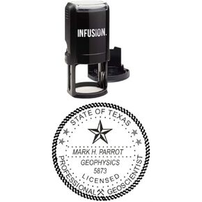 Infusion Personalized Texas Landscape Irrigators and Geoscientists State Seals, Licensed Irrigator, 1-5/8" Round Self-Inking Stamp