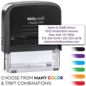 Custom Return Address Stamp - Four Line Self Inking Stamp - 3/4" x 1-7/8"- Choose from 15 Ink Colors