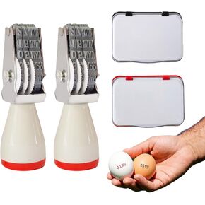 Egg Dating Stamp Kit with 2 Rubber Stamps and Black & Red Ink, Farm Fresh Egg Marking Set for Chicken Duck Turkey Goose Poultry Eggs