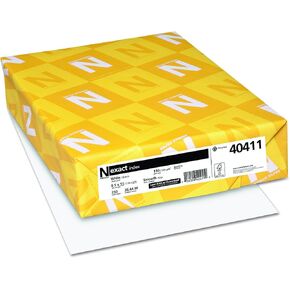 Wausau Paper Index Card Stock, 92 Brightness, 110 lb, Letter, White, 250 Sheets per Pack (49411)