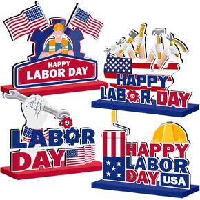 Labor Day Decorations Wooden Table Centerpieces Labor Day Party Decorations Supplies Patriotic Theme Table Decorations for American Labor Day Party Decorations