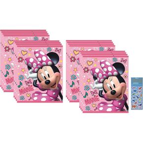 Disney Minnie Mouse Birthday Party Supplies Bundle Pack includes Plastic Party Favor Loot Bags - 16 Count