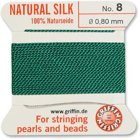 Bead Cord 100% Natural Silk Medium Green #8