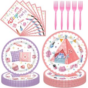 Ballerina Birthday Party Decorations - 96 Pcs Dancing Girl Dance Party Tableware Pink Serves 24 Guests
