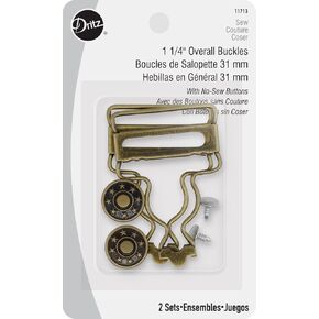 Dritz 1-1/4", 2 Sets, Overall Buckles, Antique Brass 2 Count