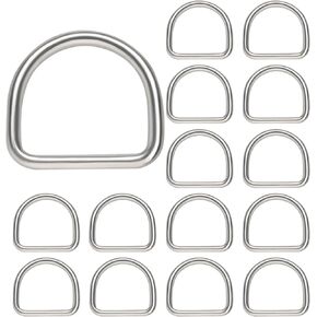 1 inch Metal D Ring Heavy Duty Stainless-Steel Dee Rings Metal Buckle Silver Welded Solid D Ring for Dog Collars Backpacks Webbing Straps Hand DIY Accessories (15 Pack)