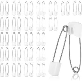 50 Pcs Safety Pins White Plastic Head with Locking Closures Bulk Sewing Pins Clothing Clips Tool Secure Clips for Clothes Costume Sewing, Art and Craft Supplies