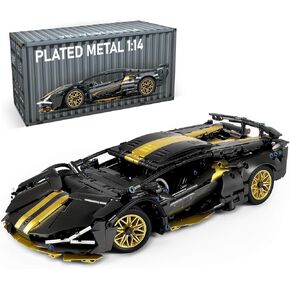 GEVINST Collectible Sports Race Cars Building Set, Model Car Kits for Boys 8-12 and up Adults, 1:14 Scale Black Gold Supercar Gifts (1309 PCS)