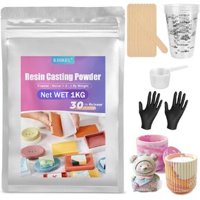 Resin Casting Powder 1000g (Packaging Upgrade), 20~30 Minutes Demold, Water Activated Plaster Powder for Craft Casting, Easy Mixing and Self Leveling
