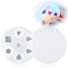 DND Dice Resin Molds Silicone, Dice Epoxy Resin Molds with 7 Standard Stereoscopic Dices Cavities, Silicone Mold for Epoxy, DIY Dices Making Kit for Table Board Game