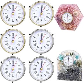 6 PCS Clock Parts for Clock Resin Mold, Roman Numerals Clock Piece for Epoxy Resin Clock Casting Mold, Battery Powered Quartz Clock for Table Clock Decor DIY Present, 2 Colors Golden Silver