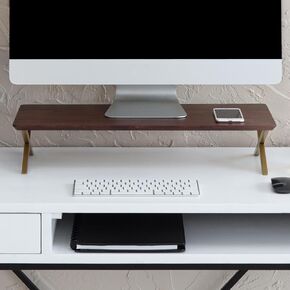 Anji Mountain Monitor Stand - Desktop Organizer & Laptop Riser, Ergonomic Monitor Riser, Space-Saving Monitor Stand for Desk, Durable Construction, Easy Assembly, Ideal for Home & Office,Walnut