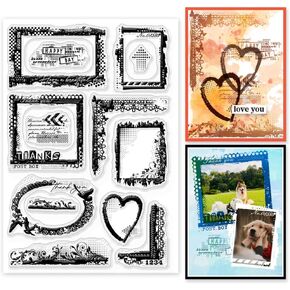 GLOBLELAND Chinese Lace Corners Clear Stamps for Card Making Chinese Borders Clear Silicone Stamp Lantern Transparent Stamp for DIY Scrapbooking Spring Festival Photo Album Decor