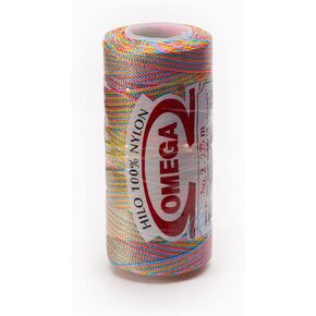 Nylon No.2 [variegated] بواسطة أوميغا - سلك سلسلة نايلون قوي 100 ٪ للكروشيه والحرف الجميلة - اللون: 77 حفلة عيد ميلاد
