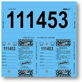 Blue Custom UP to 7 Digits Customized Numbers CONSECU-TAG Versa Tags 2 Key Tags 1 Stock TAG Window WINDSHEILD Sticker CAR LOT AUTO Dealer Supplies…