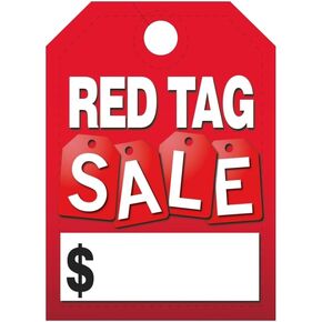 Jumbo Car Dealer "Red Tag Sale" Mirror Hang Tags - Red Tag Sale Theme - 50 Pack