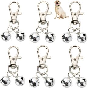 6 Pcs Bells for Dog Collars, Mini Collar Charm Pet Pendant Accessories Training Bell Collar with 6 Pack Dog Tag Clips for Dogs and Cats
