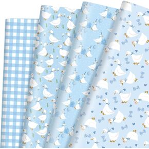 Pineraap 12 Sheets Goose Wapping Paper ، Farm Animal Gift Paper Cute Goose Goes Paper Paper Plate Plate For Birthday Baby Baby Shower Crafts ، 19.7 × 27.6 Inch ، Pink in Kuwait