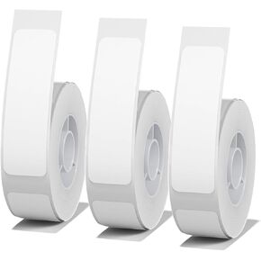 3 Rolls White D30 Label Tapes Compatible with Label Maker Model D30 D35, Thermal Sticker Paper 15mm x 50mm (0.59" x 1.96") Black on White Laminated Office Labeling Tape Replacement
