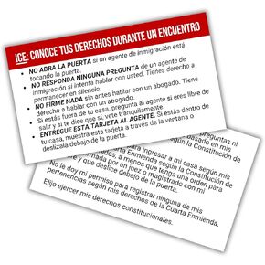 Spanish Constitutional Rights Cards 30pk 2x3.5" to Hand to ICE Immigration Agents Law Enforcement at your Home Under Door Do Not Enter Wallet Sized