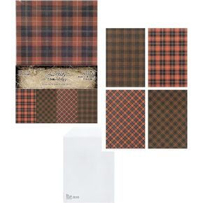 Tim Holtz Idea-ology Halloween 2024 Sparkle Plaid Kraft-Stock, 2 Packages, 40 Sheets Total, Carnora Storage Pocket