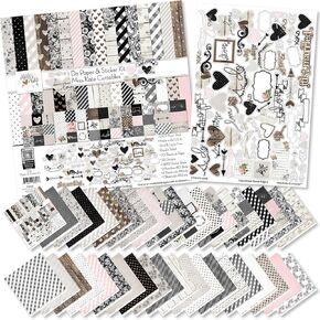 Paper & Sticker Kit - I Do - Wedding - 20 Double-Sided 12x12 Papers with 39 Designs & 1 8X12 Sticker Sheet - Scrapbooking Card Making Crafting - by Miss Kate Cuttables