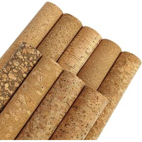 9 Pcs Soft Natural Texture Cork Faux Leather Sheets A4 Size Thin Real Cork DIY Crafts Fabric for Earrings Handbags Wallets Handicraft Accessories