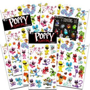 Poppy Play Time Sticker Pack for Kids - Poppy Play Time Party Favors Bundle with 8 Poppy Play Time Sticker Sheets | Poppy Play Time Party Supplies Set