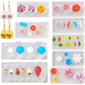 6PCS Nail Art Silicone Molds for Women Flower Animal Heart Decoration Resin Molds for Nail Arts Hair Clips Decor Jewelry Crafts Making