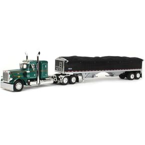 DCP 1/64 Green Peterbilt 359 36in Sleeper w/Wilson Pacesetter Hopper Bottom Grain Trailer 60-1686