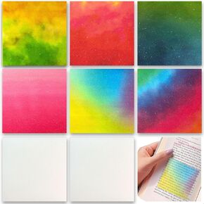 ELII Transparent Sticky Notes,Glitter 3x3 inch Clear Bible Sticky Notes,400Pcs Translucent Sticky Notes with Ink Dry Instantly, Book tabs, See Through Sticky Notes Tabs (Gradient Colors Kit)