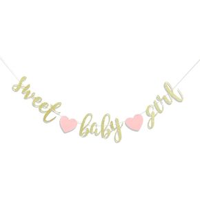 Sweet Baby Boy Banner- It’s a Boy, Baby Shower Decorations, Gender Reveal Decoration, Gold Glitter Banner Sign Garland, First Birthday Party Decoration (Sweet Baby Boy Banner)