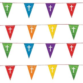 Fun Express Faith Color Of The Rainbow Pennant - Party Decor - Hanging Decor - Pennants - VBS Vacation Bible School Supplies/Decor - 1 Piece - Multicolor