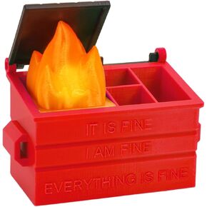 Dumpster Pencil Holder with Flame Light and Charging Port Dumpster Pen Holder Desk Accessories for Office Christmas Decor (Green, 1P)