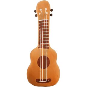 14.5" Soft Guitar Stuffed Plush Toy Ukulele Plush Pillow Stuffed Musical Instrument Toy Birthday Gift for Kids - Brown