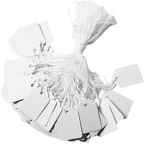 100 pcs White Gift Marking Tags Strung Price Labels (3/4" X 1 1/8")