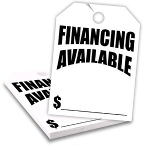 Versa-Tags Car Mirror Hang Tags - 8.5" x 11.5", Slogan-Financing Available, Pack of 50, Perfect for Auto Dealership Supplies & Car Lots Fluorescent Yellow Color