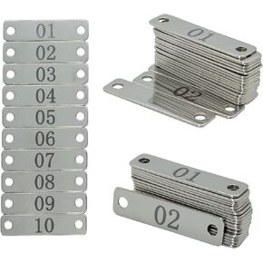 StayMax Small Stainless Steel Rectangle Numbered Tags with Two Holes 4cm*1cm (1-30)