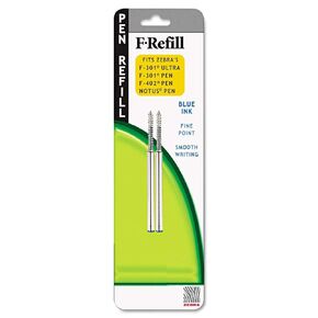 Zebra 85522 Refill for F-301, F-301 Ultra, F-402, 301A, Spiral Ballpoint, Fine, Blue, 2/Pack