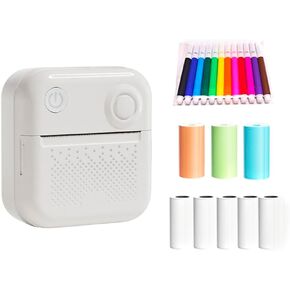 Mini Pocket Printer Portable Thermal Instant Photo Printing Label Maker Machine BT Wireless Connect Compatible with Android or iOS APP Support Receipt Label Memo Sticker Notes Lists Scrapbook DIY