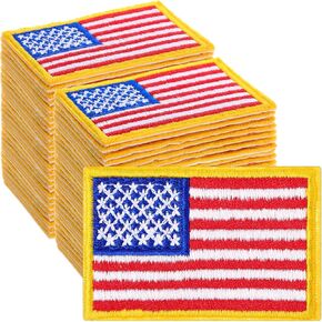 WILLBOND 36 Pieces USA Flag Patch American Flag Patch United States of America Flag Iron on Patch for Caps Bags Vests Military Uniforms,1.6 x 2.4 Inch(White Rim)