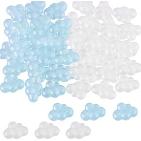DICOSMETIC 60Pcs 2 Colors Resin Cloud Cabochons Mini Resin Cabochons Flatback Cute Resin Charms Flat Back Resin Slime Charms for DIY Crafts Hairpins Scrapbooking Embellishments